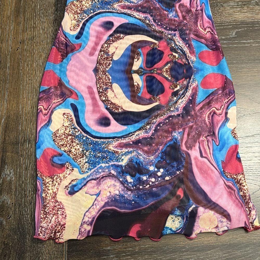 SLEEVELESS MARBLE PRINT BODYCON DRESS SIZE SMALL - Picture 3 of 3
